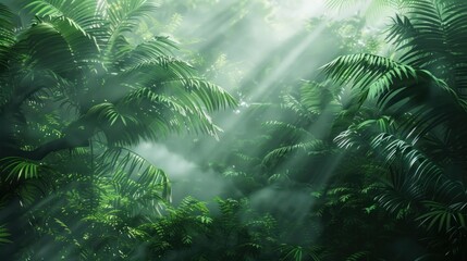 Tropical rainforest sunlight through lush canopy