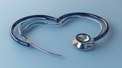 Stethoscope Shaped in Heart Design on Light Blue Background
