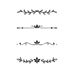 text dividers doodle set. Wedding decorative elements. Divider ornament, borders, floral, vintage line separators. Hand drawn vector illustration isolated on white background. Set page dividers.	