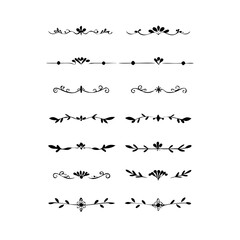 Text dividers doodle set. Wedding decorative elements. Divider ornament, borders, vintage line separators. Hand drawn vector illustration isolated on white background