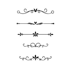 Obraz premium Text dividers doodle set. Wedding decorative elements. Divider ornament, borders, vintage line separators. Hand drawn vector illustration isolated on white background