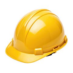 Holding yellow construction engineer safety helmet isolated on a transparent background