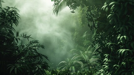 Naklejka premium Misty rainforest scene