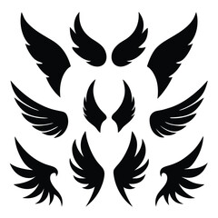 Fototapeta premium Elegant Black Wings Collection Vector Graphics for Design Projects