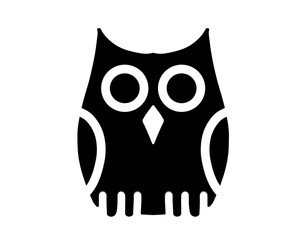Owl silhouette, black owl vector illustration, isolated icon on white background
