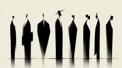 Abstract Figures in Shadows Representing Social Interaction and Emotion