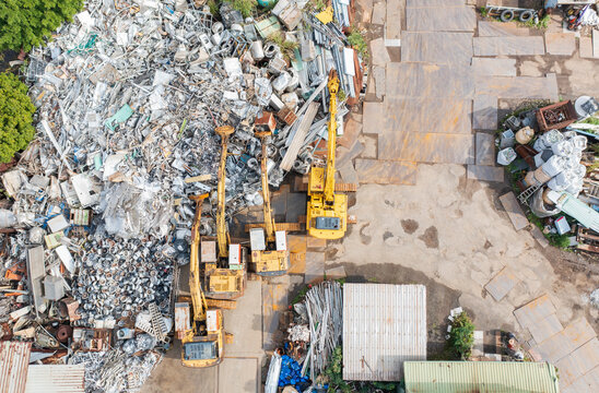 Aerial View of Recycling Facility and Scrap Metal Depot