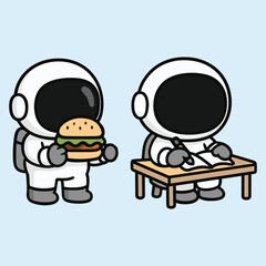 Cute Astronauts Vector Illustration | Space, Kawaii Astronaut Art