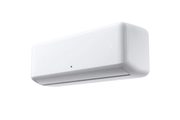 A white air conditioner is on a white background