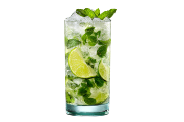 A glass of limeade with a lime wedge in it