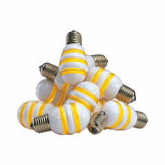 Pile of Sparkling Yellow and White Energy-Saving Light Bulbs
