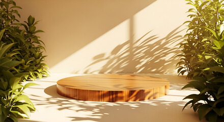 Luxurious Cream Interior with Sunlit Wooden Display