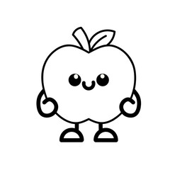 Happy apple cartoon character sketch, apple icon, apple logo, great as sticker and emot.