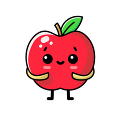 shy-faced apple cartoon characters, apple icon, apple logo, good as stickers and emots.