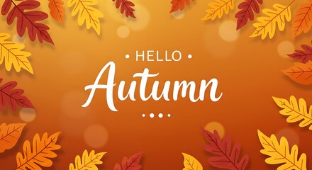 Obraz premium Autumn's Embrace: A vivid display of autumn leaves, painted with warm hues and arranged artfully to welcome the season with grace and charm.