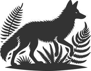 Coyote mammal wild animal black vector silhouette