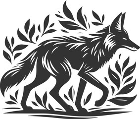 Coyote mammal wild animal black vector silhouette