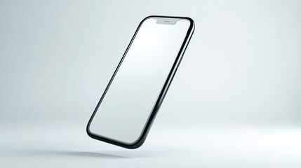 Modern smartphone floating in the air with a sleek design and a seamless display, ideal for tech enthusiasts.