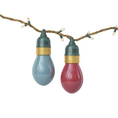 Festive Blue and Red Glitter Christmas Lights on Twinkling String
