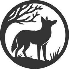Coyote mammal wild animal black vector silhouette