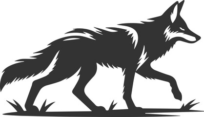 Coyote mammal wild animal black vector silhouette
