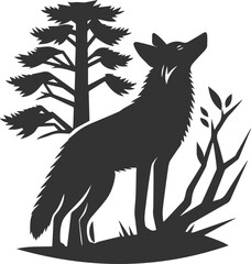 Coyote mammal wild animal black vector silhouette