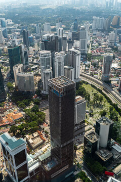 Highrise residential building with rooftop 
