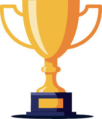 Golden trophy cup with dark base for award recognition and achievement winner celebration vector illustration
