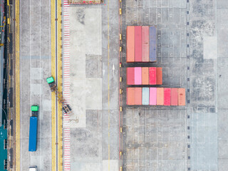 Colorful Container Terminal Operation With Pink Cargo Units