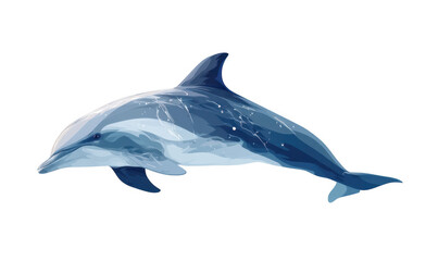 Obraz premium A vibrant illustration of a dolphin swimming gracefully underwater. showcasing its sleek body and playful nature. surrounded by shimmering light effects and bubbles in a serene ocean environment