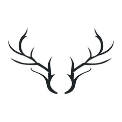 Obraz premium deer logo design deer hunter concept with black silhouette illustration of simple minimalist animal product brand template