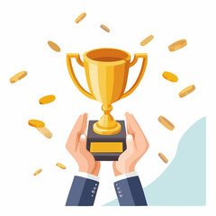 Celebrating Success Golden Trophy and Wealth Illustration