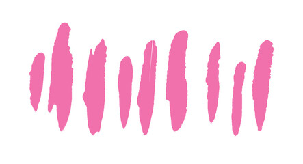 Pink brush strokes form an irregular pattern across a white background