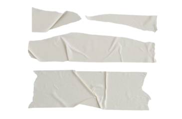 Pieces of corrugated masking tape with torn edges stuck to a wall, with transparent background png