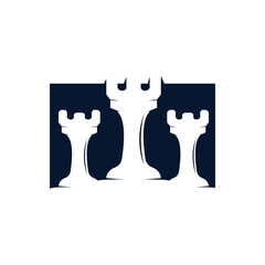 simple design chess logo chess game concept silhouette vintage retro template