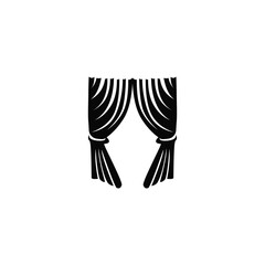 home decoration design with simple minimalist curtain logo concept, window decoration template illustration for business brand