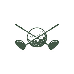 golf logo design outdoor sport with simple design of ball and golf stick minimalist black silhouette as symbol illustration template of sport branch