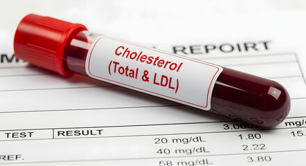 Obraz premium Blood Test Tube for Cholesterol Analysis
