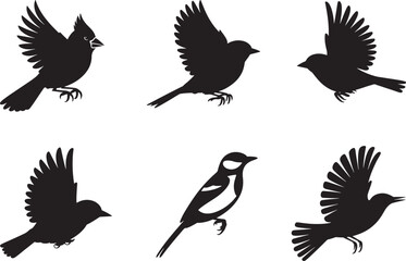 Obraz premium Elegant Bird Silhouettes A Collection of Six Avian Designs