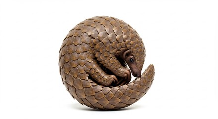Curled Pangolin Softly Sleeping Studio Shot. AI Generated