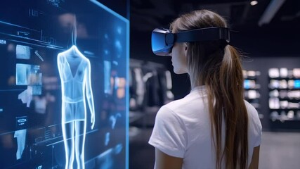 Woman uses VR headset to view interactive 3D body model