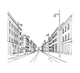 Line Art of Karl Johans Gate, Oslo