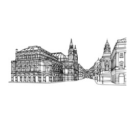 Line Art of Kärntner Ring, Vienna