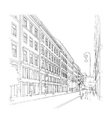 Line Art of Karntner Straße, Vienna