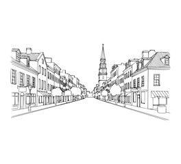 Line Art of King Street, Charleston