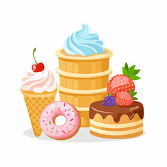 Assortment of Delicious Sweets and Desserts