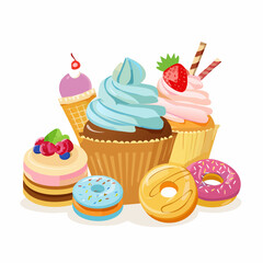 Assortment of Delicious Sweets and Desserts