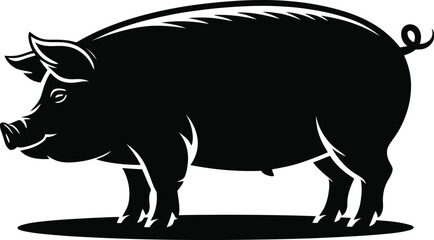 Title: Vector black silhouette of a animals on a white background.