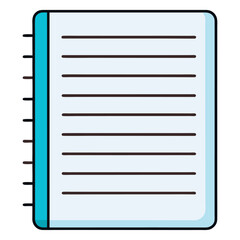 A simple, lined notebook icon with a spiral binding, representing notes, education, or writing.