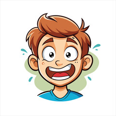 Cartoon boy with a surprised expression isolated on white background